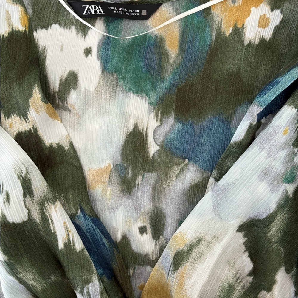 Zara Ruched Tie-dye Print blouse - Picture 3 of 4